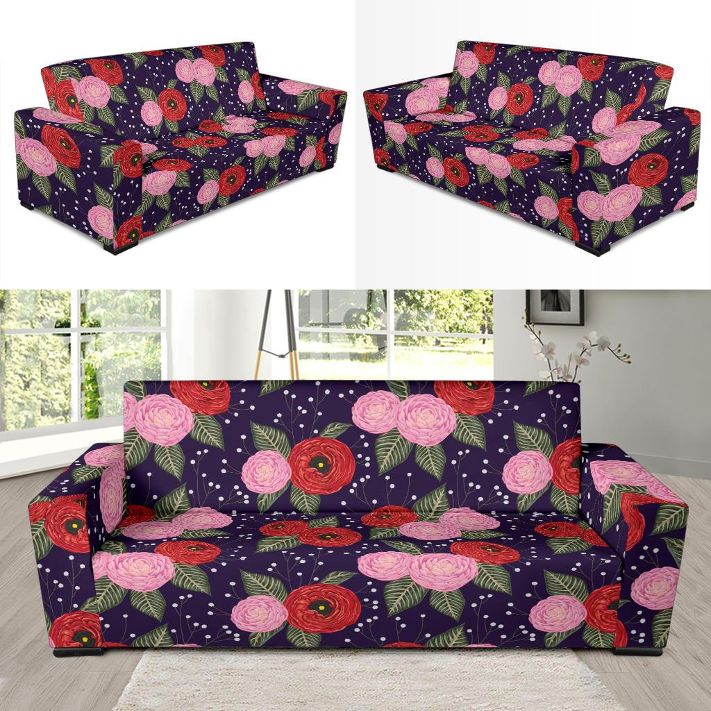 Camellia Pattern Print Design CM02 Sofa Slipcover-JORJUNE.COM