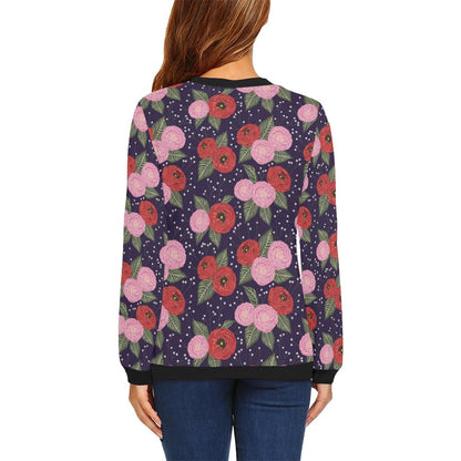 Camellia Pattern Print Design CM02 Women Long Sleeve Sweatshirt-JorJune