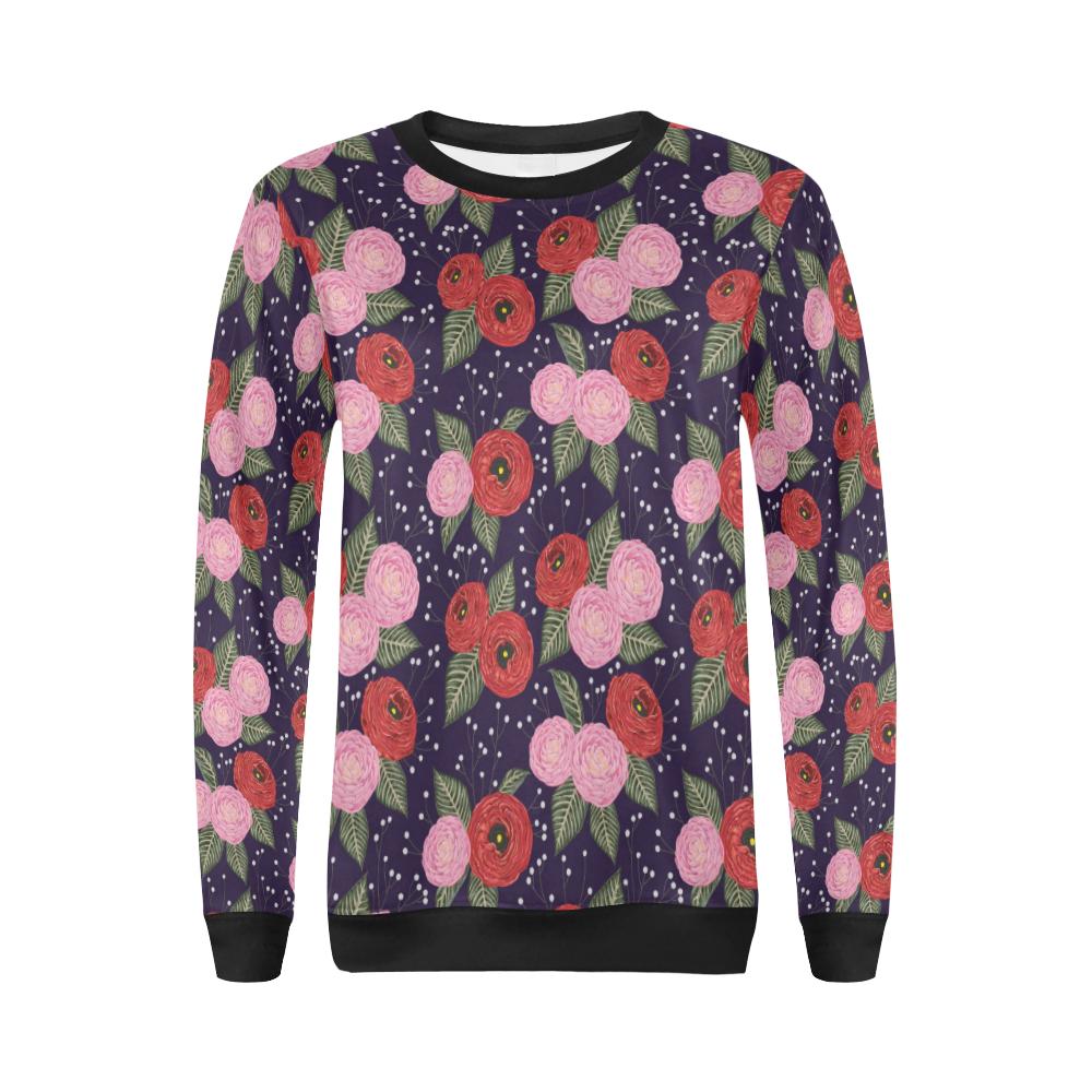 Camellia Pattern Print Design CM02 Women Long Sleeve Sweatshirt-JorJune
