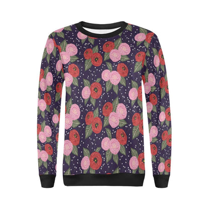 Camellia Pattern Print Design CM02 Women Long Sleeve Sweatshirt-JorJune