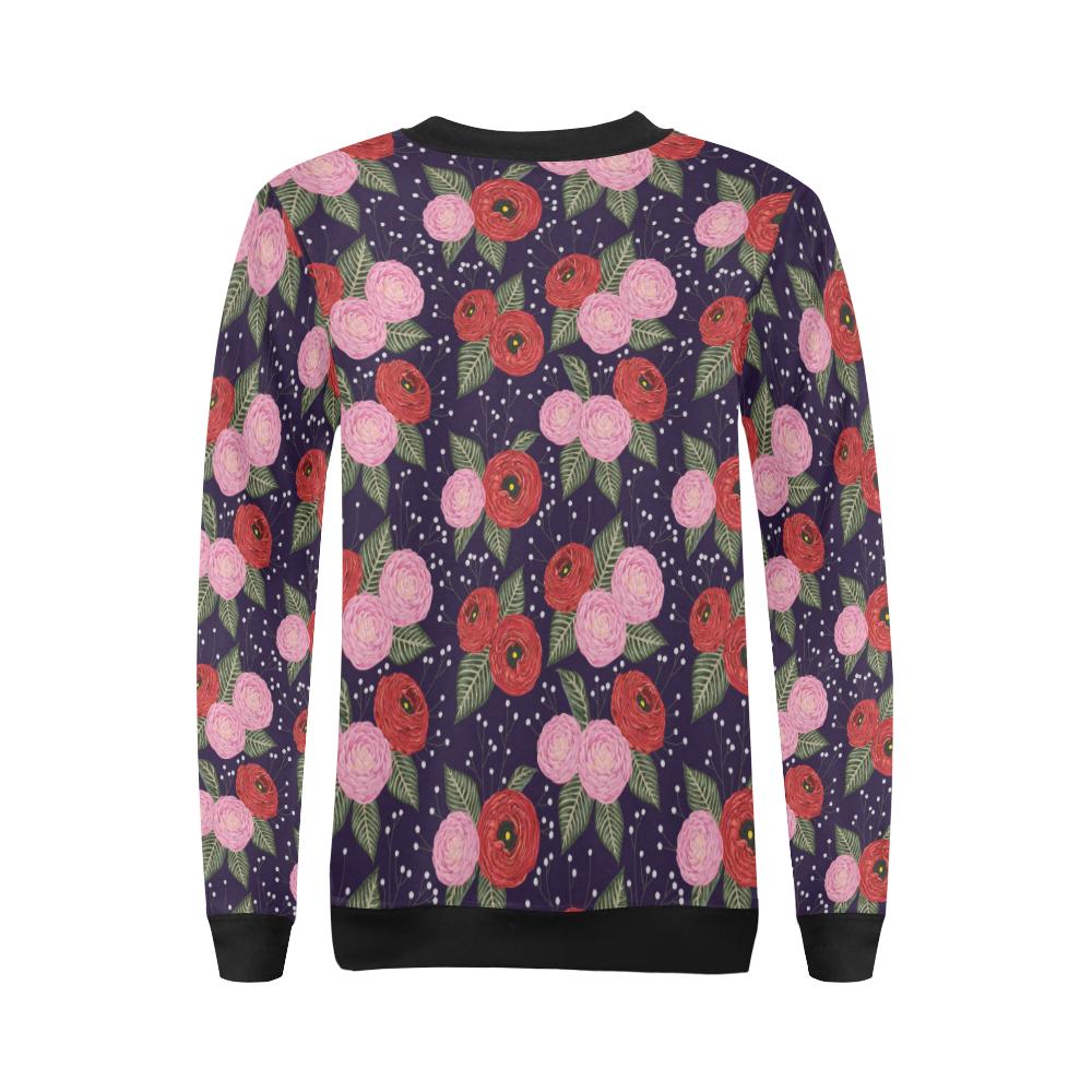 Camellia Pattern Print Design CM02 Women Long Sleeve Sweatshirt-JorJune