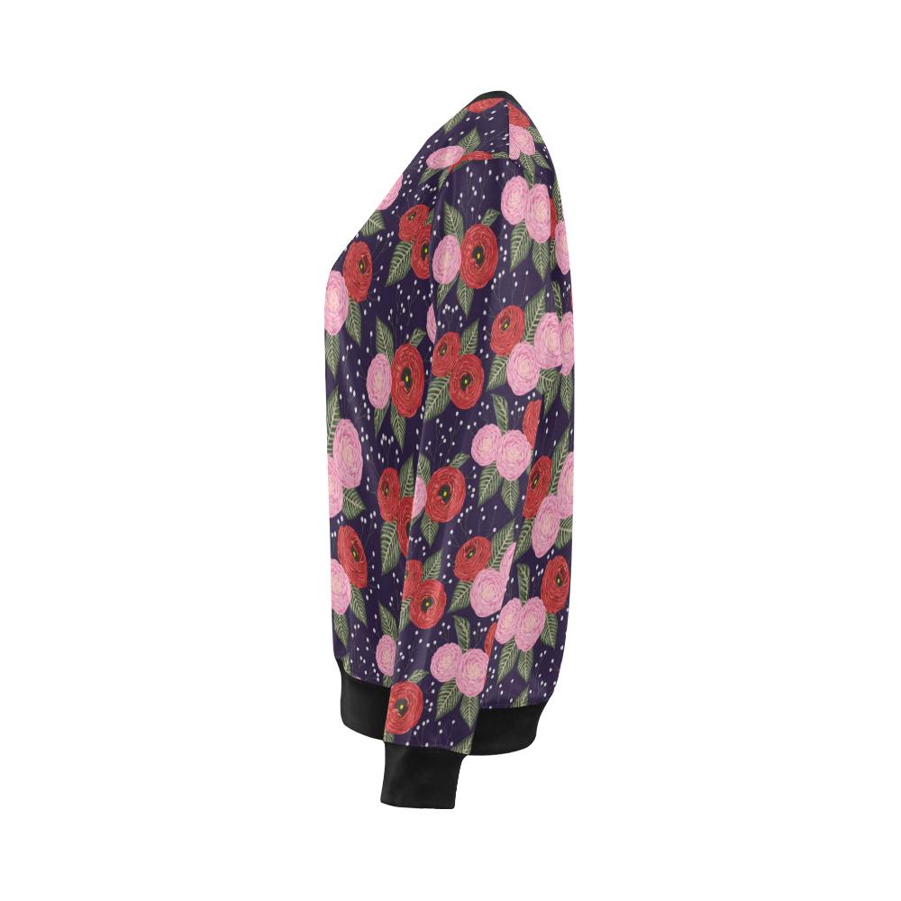 Camellia Pattern Print Design CM02 Women Long Sleeve Sweatshirt-JorJune