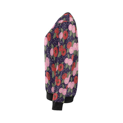 Camellia Pattern Print Design CM02 Women Long Sleeve Sweatshirt-JorJune
