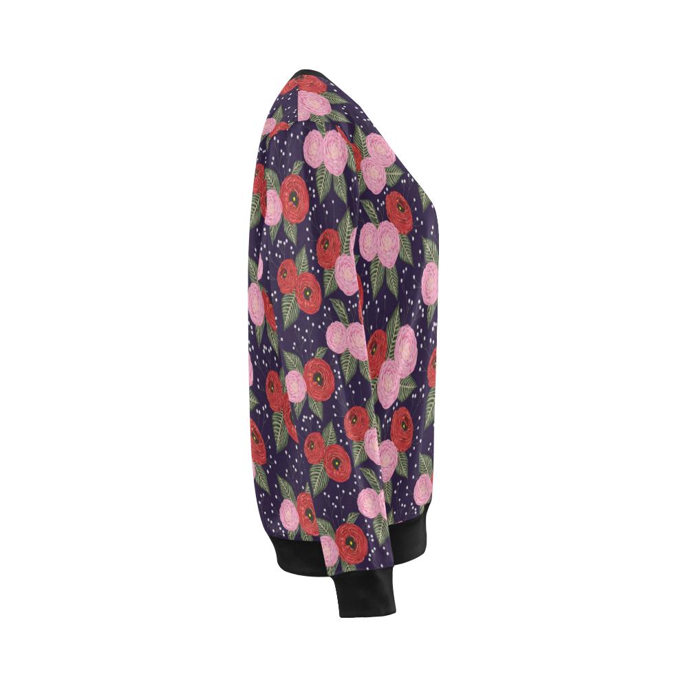 Camellia Pattern Print Design CM02 Women Long Sleeve Sweatshirt-JorJune