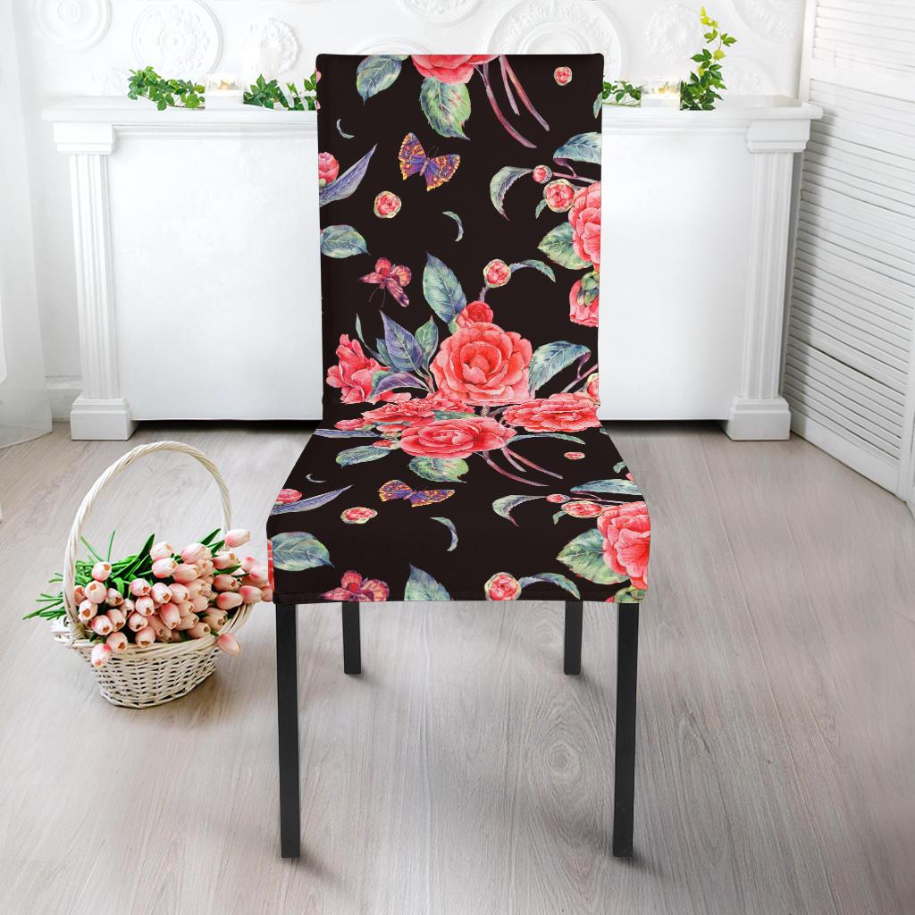 Camellia Pattern Print Design CM03 Dining Chair Slipcover-JORJUNE.COM