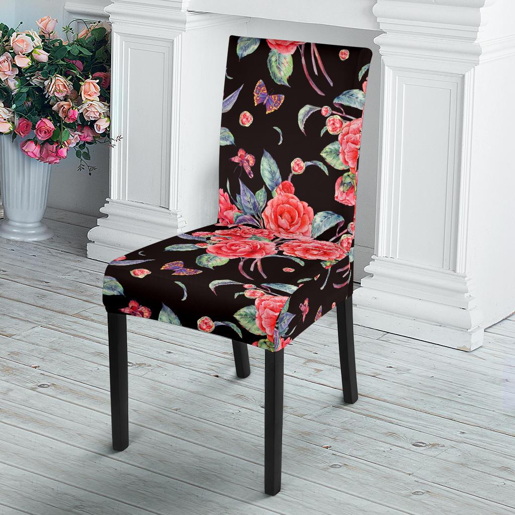Camellia Pattern Print Design CM03 Dining Chair Slipcover-JORJUNE.COM