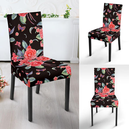 Camellia Pattern Print Design CM03 Dining Chair Slipcover-JORJUNE.COM