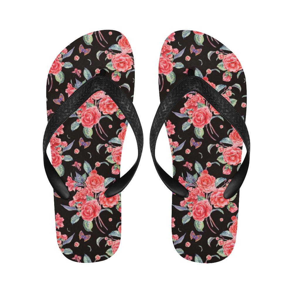 Camellia Pattern Print Design CM03 Flip Flops-JorJune