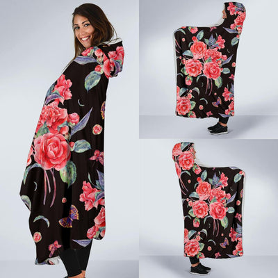 Camellia Pattern Print Design CM03 Hooded Blanket-JORJUNE.COM