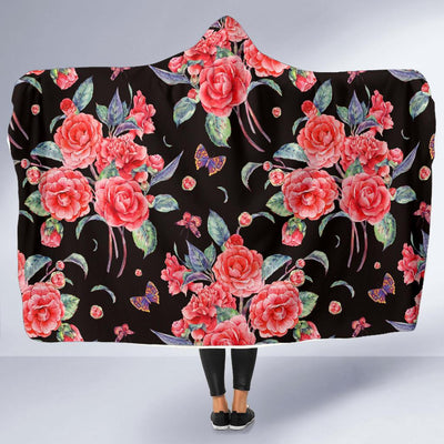 Camellia Pattern Print Design CM03 Hooded Blanket-JORJUNE.COM