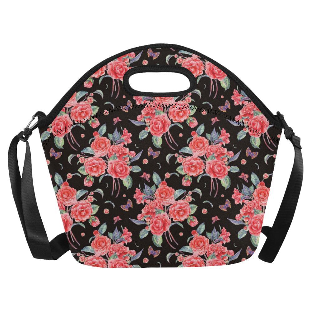 Camellia Pattern Print Design CM03 Neoprene Lunch Bag-JorJune