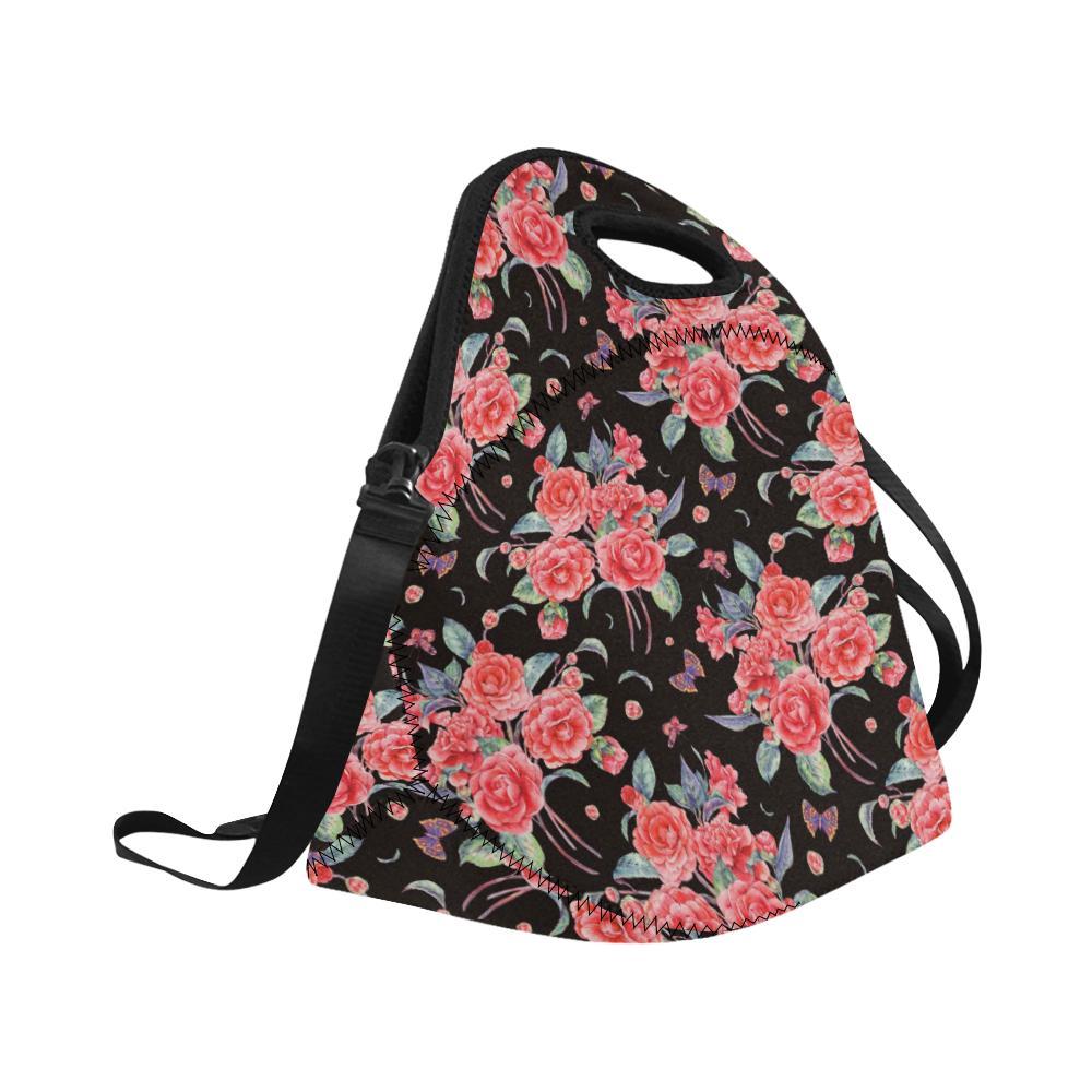 Camellia Pattern Print Design CM03 Neoprene Lunch Bag-JorJune