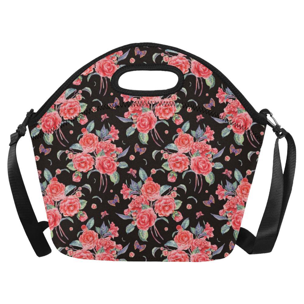 Camellia Pattern Print Design CM03 Neoprene Lunch Bag-JorJune