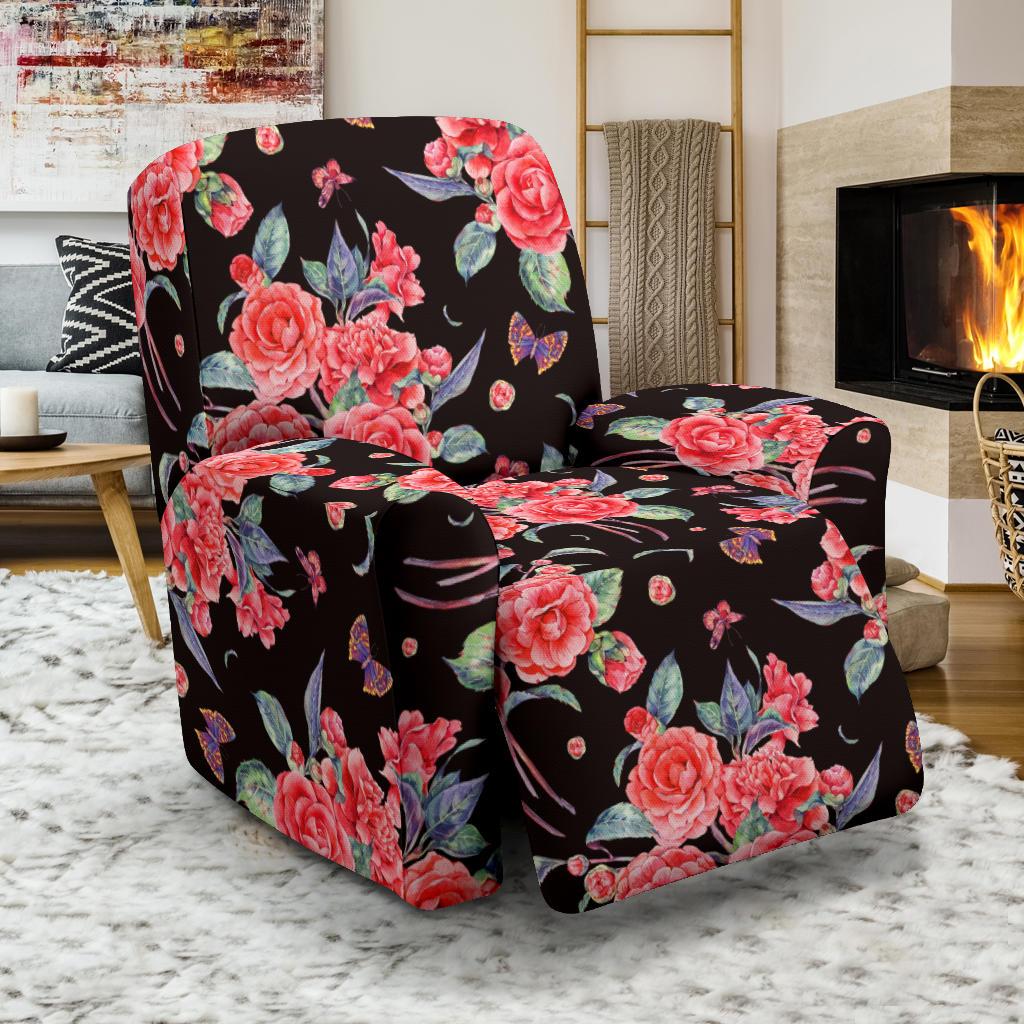 Camellia Pattern Print Design CM03 Recliner Slipcover-JORJUNE.COM