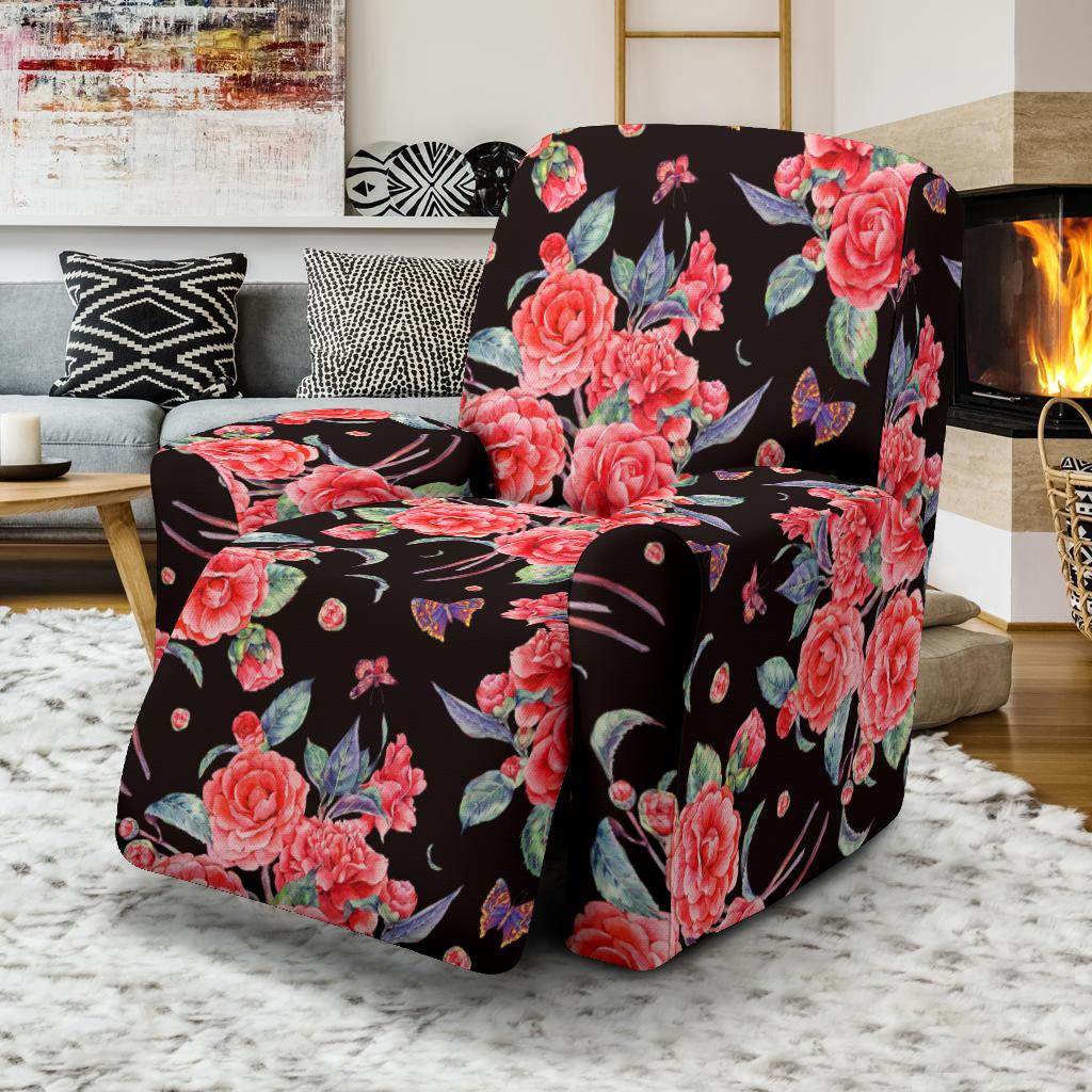 Camellia Pattern Print Design CM03 Recliner Slipcover-JORJUNE.COM