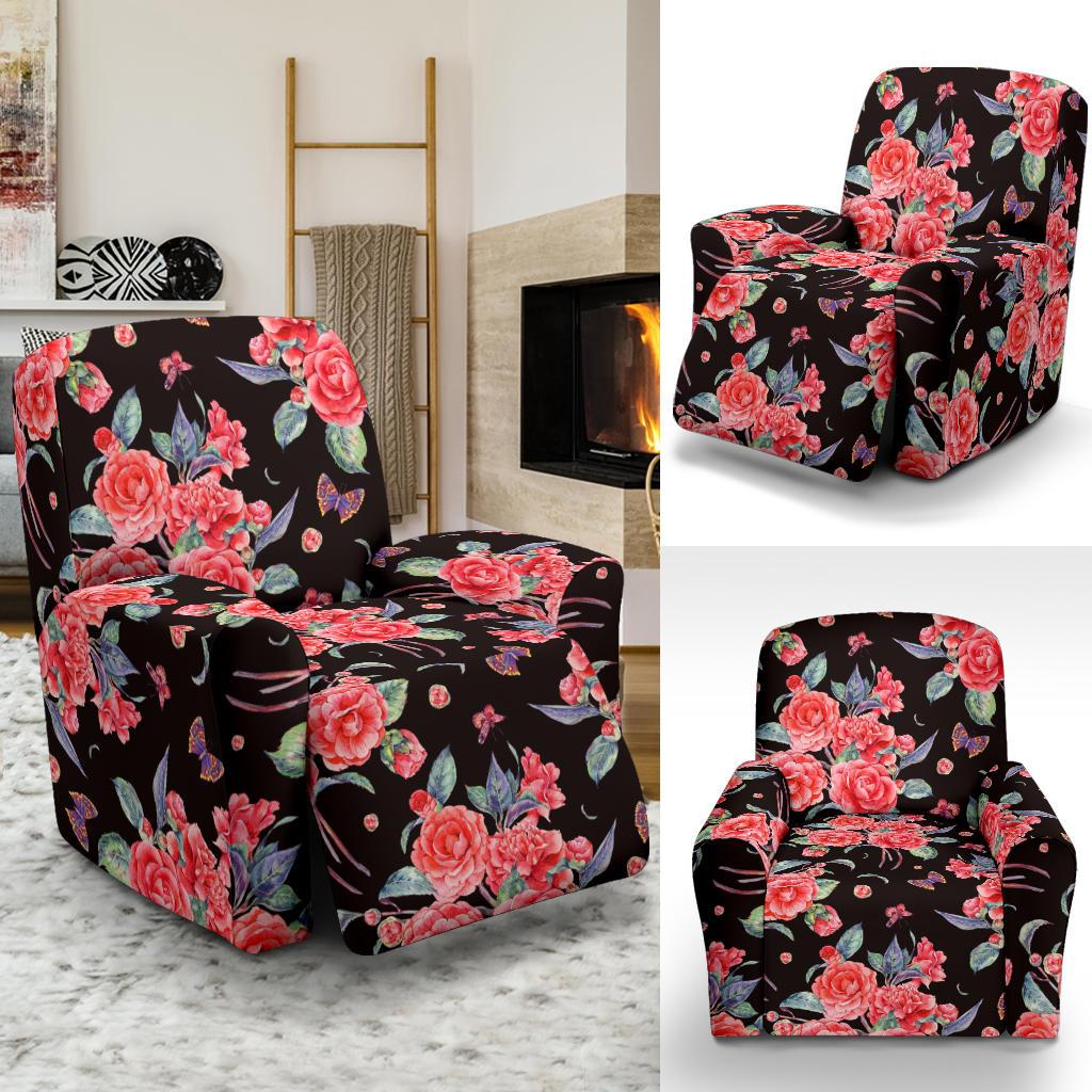 Camellia Pattern Print Design CM03 Recliner Slipcover-JORJUNE.COM