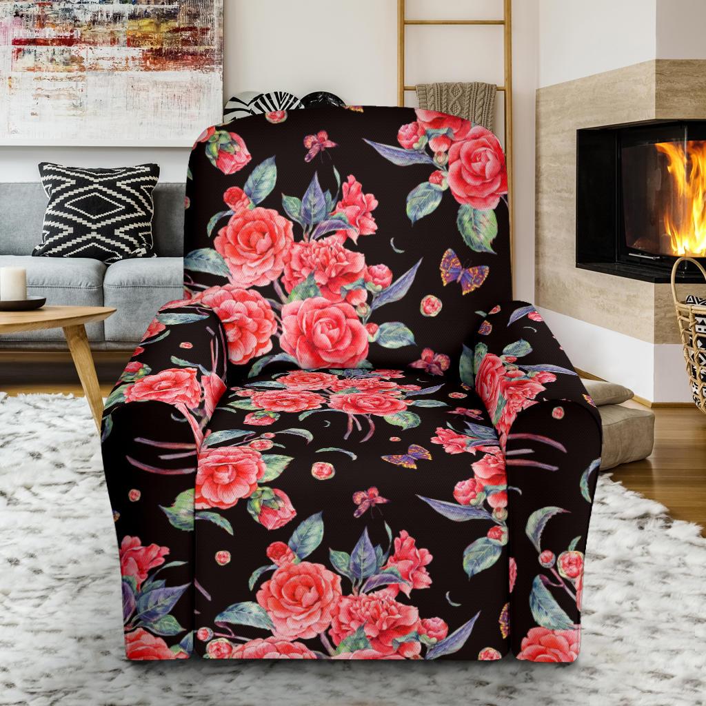Camellia Pattern Print Design CM03 Recliner Slipcover-JORJUNE.COM