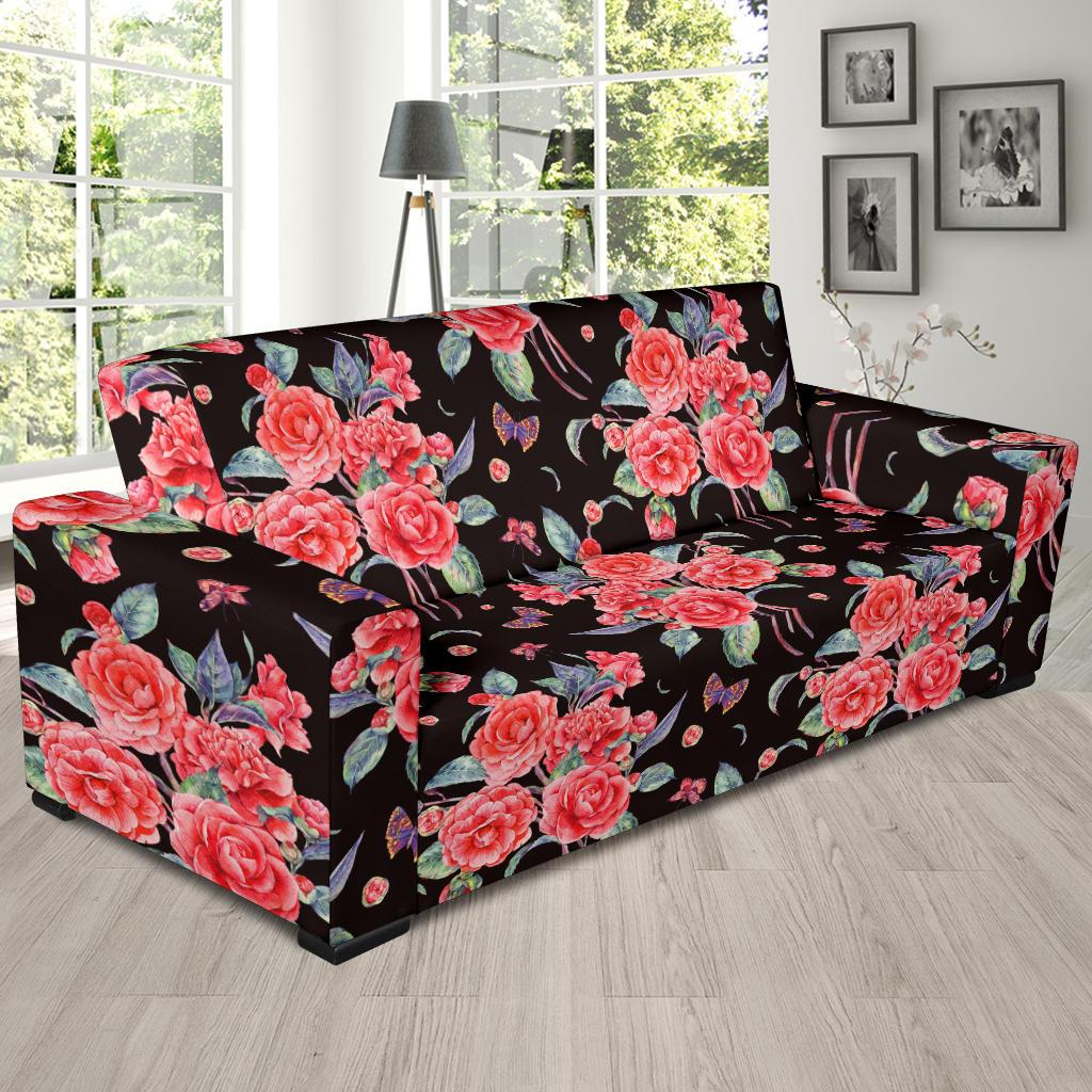 Camellia Pattern Print Design CM03 Sofa Slipcover-JORJUNE.COM