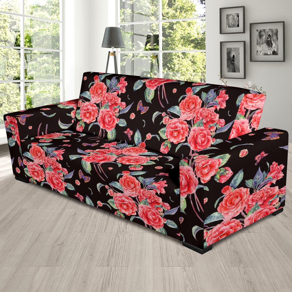 Camellia Pattern Print Design CM03 Sofa Slipcover-JORJUNE.COM