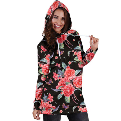 Camellia Pattern Print Design CM03 Women Hoodie Dress