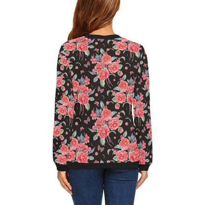 Camellia Pattern Print Design CM03 Women Long Sleeve Sweatshirt-JorJune