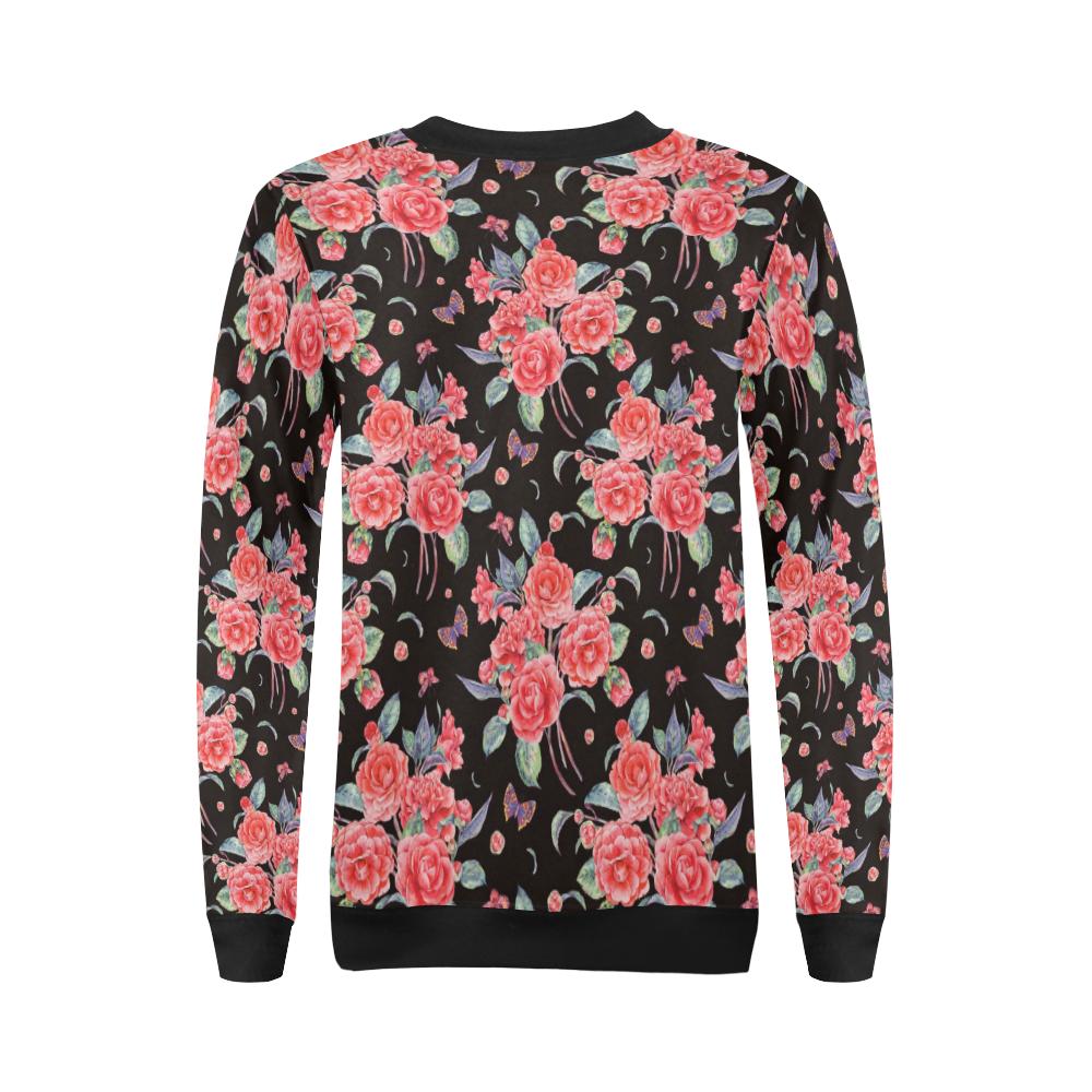 Camellia Pattern Print Design CM03 Women Long Sleeve Sweatshirt-JorJune