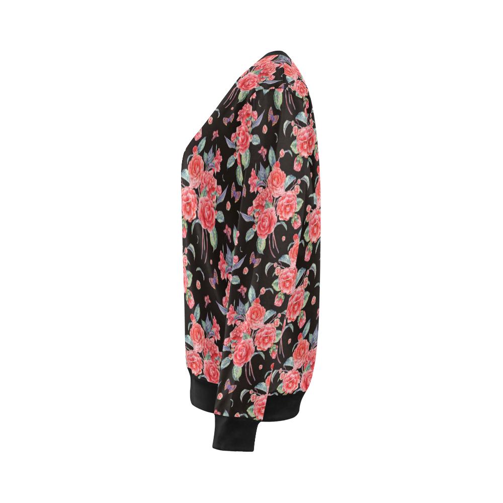 Camellia Pattern Print Design CM03 Women Long Sleeve Sweatshirt-JorJune