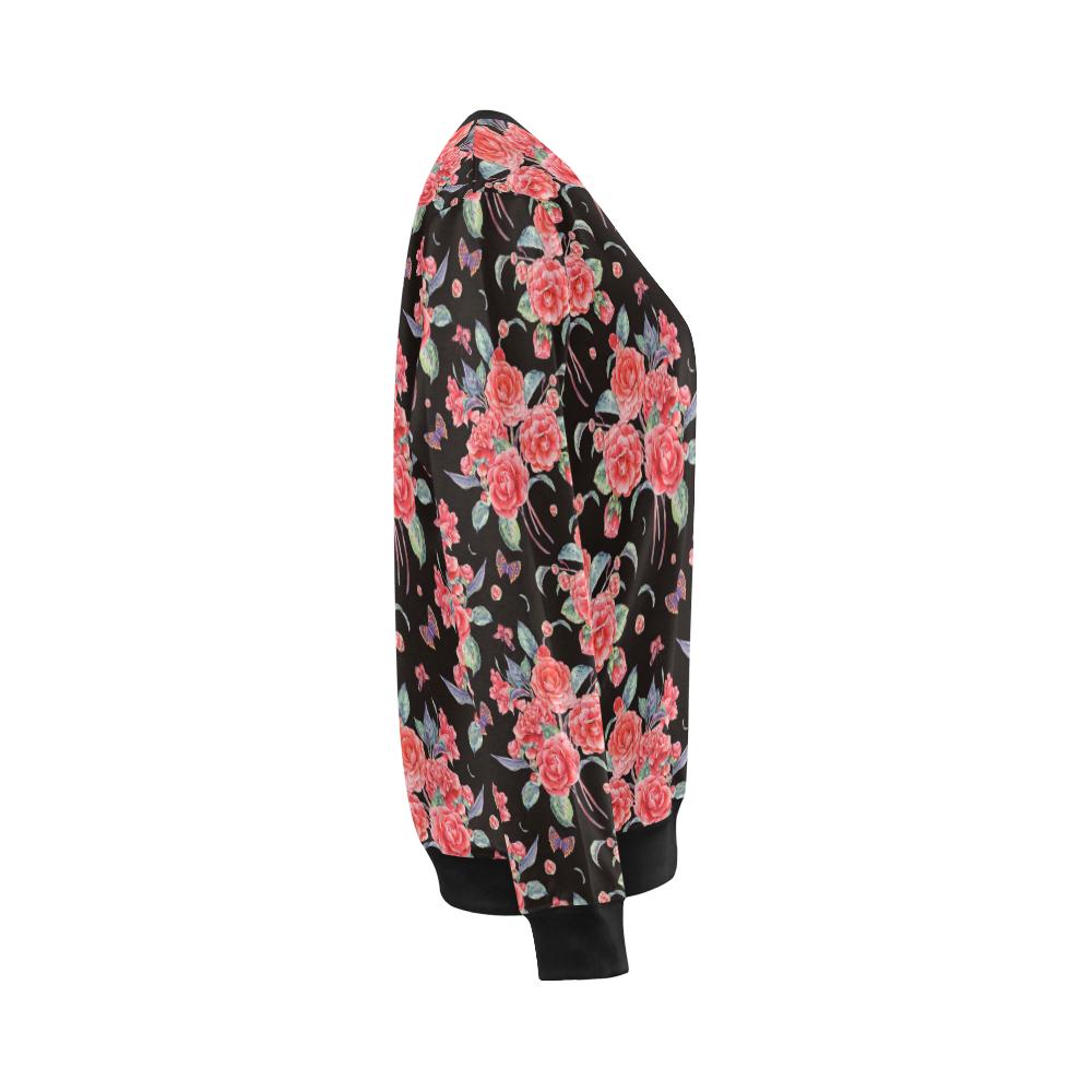 Camellia Pattern Print Design CM03 Women Long Sleeve Sweatshirt-JorJune