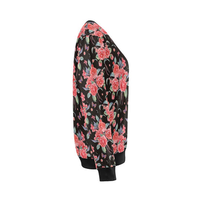 Camellia Pattern Print Design CM03 Women Long Sleeve Sweatshirt-JorJune