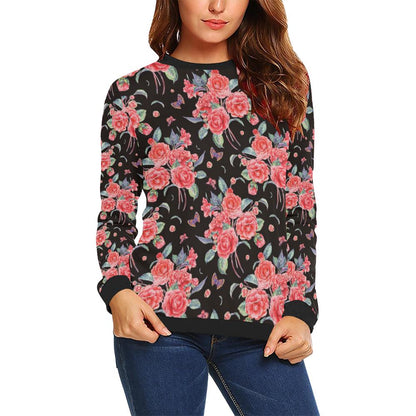 Camellia Pattern Print Design CM03 Women Long Sleeve Sweatshirt-JorJune
