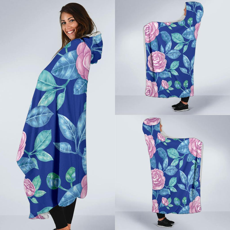 Camellia Pattern Print Design CM05 Hooded Blanket-JORJUNE.COM