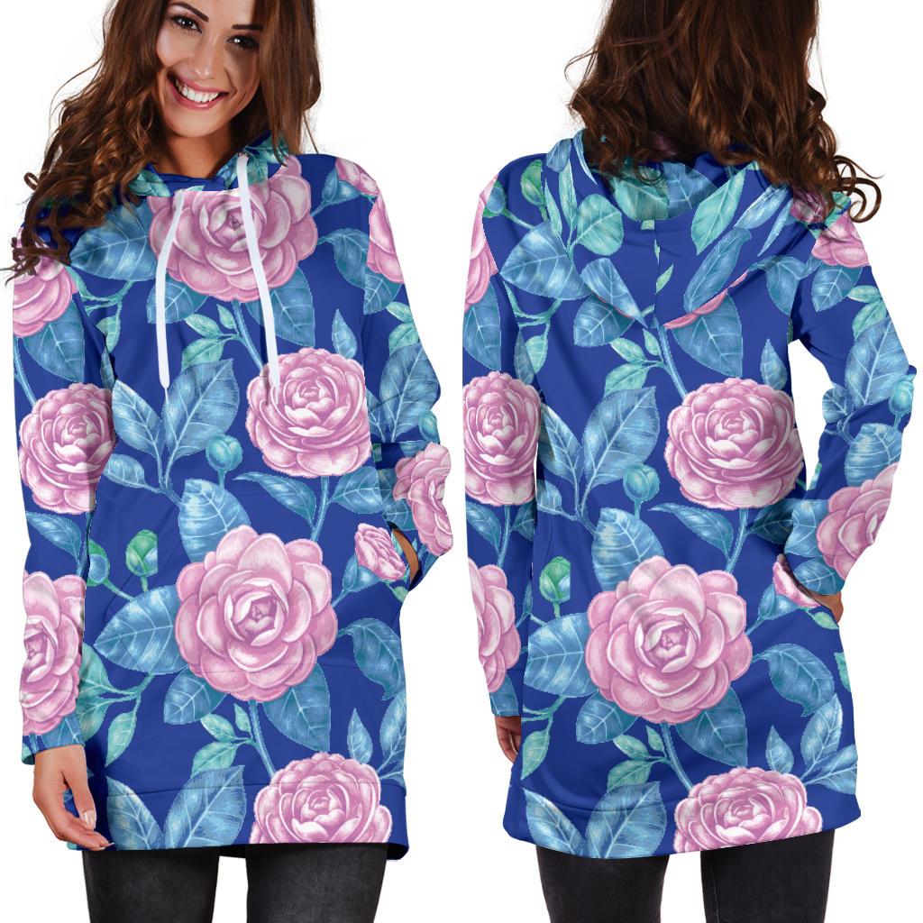 Camellia Pattern Print Design CM05 Women Hoodie Dress