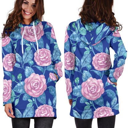 Camellia Pattern Print Design CM05 Women Hoodie Dress