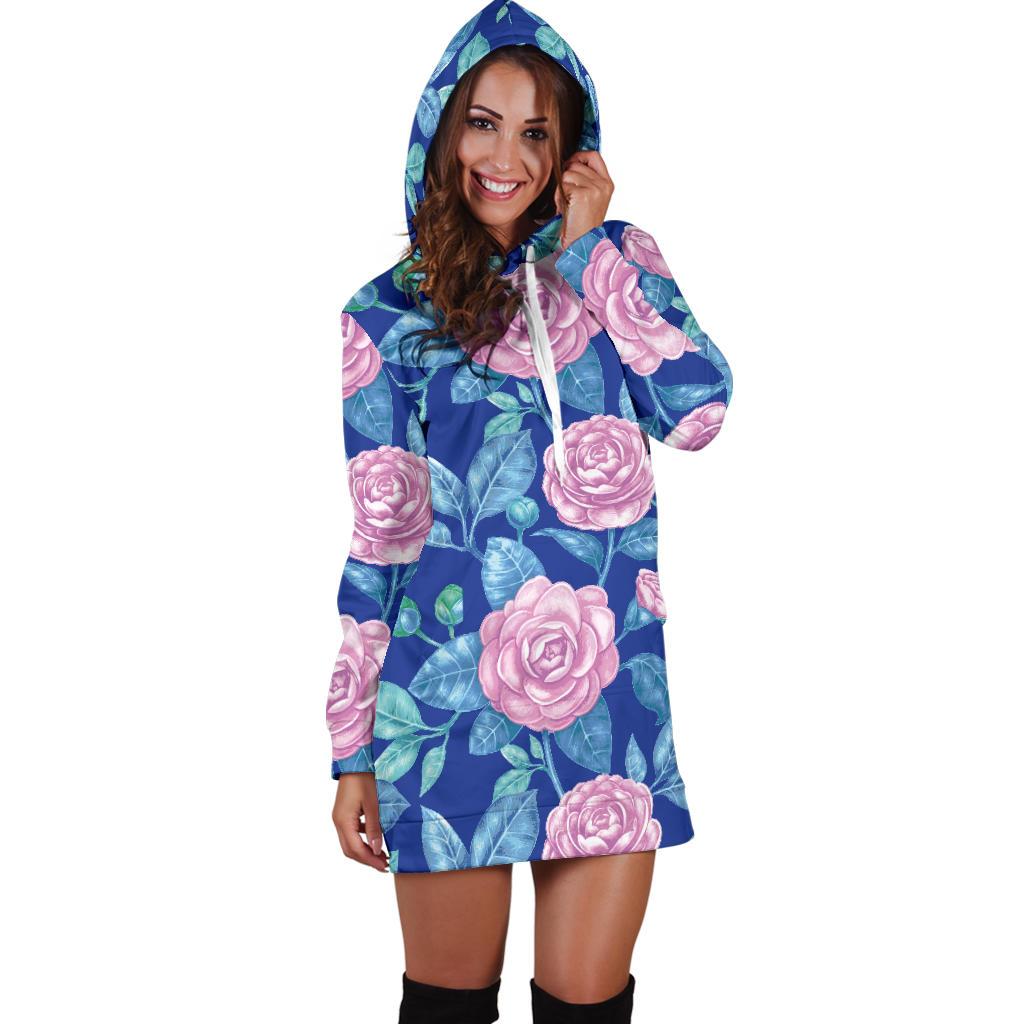 Camellia Pattern Print Design CM05 Women Hoodie Dress