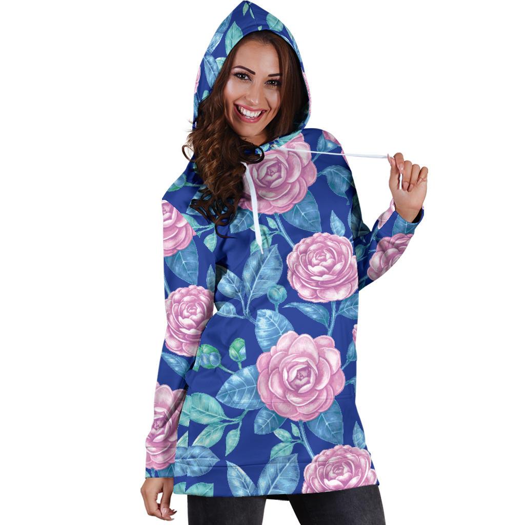 Camellia Pattern Print Design CM05 Women Hoodie Dress