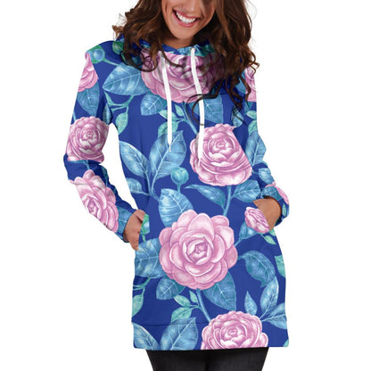 Camellia Pattern Print Design CM05 Women Hoodie Dress