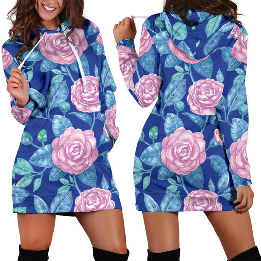 Camellia Pattern Print Design CM05 Women Hoodie Dress