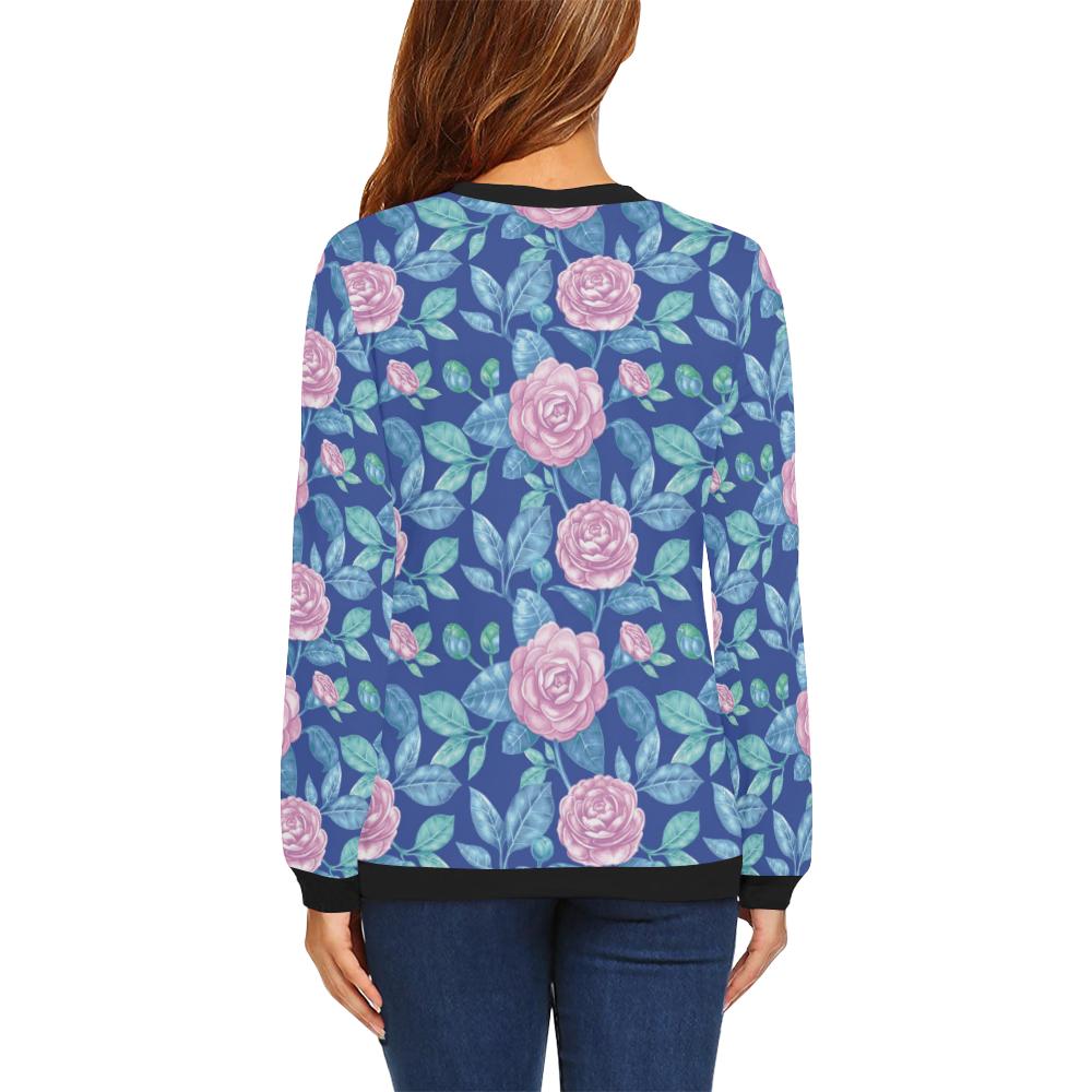 Camellia Pattern Print Design CM05 Women Long Sleeve Sweatshirt-JorJune