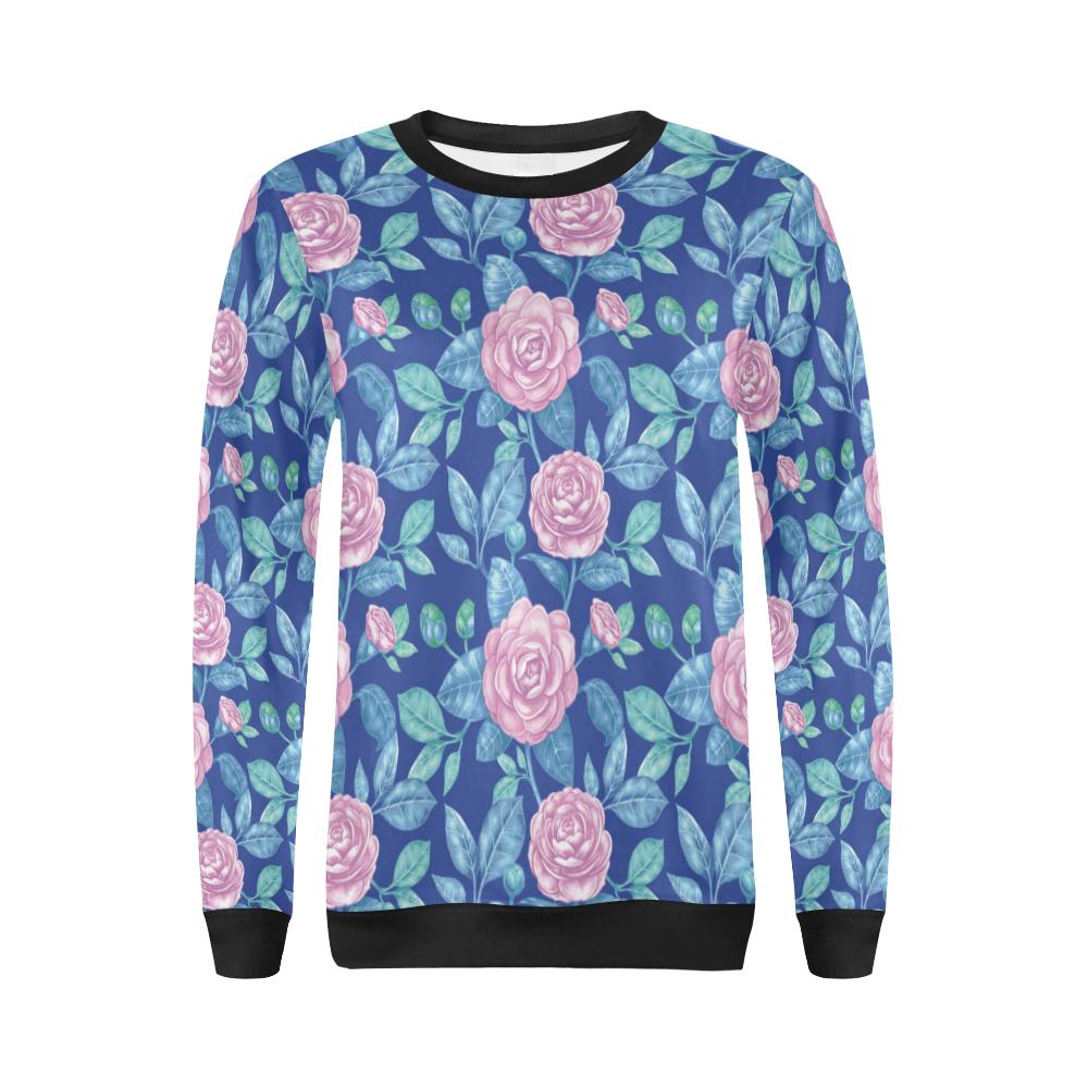 Camellia Pattern Print Design CM05 Women Long Sleeve Sweatshirt-JorJune