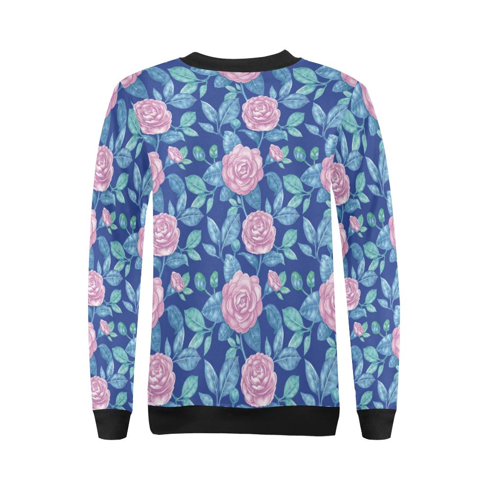 Camellia Pattern Print Design CM05 Women Long Sleeve Sweatshirt-JorJune