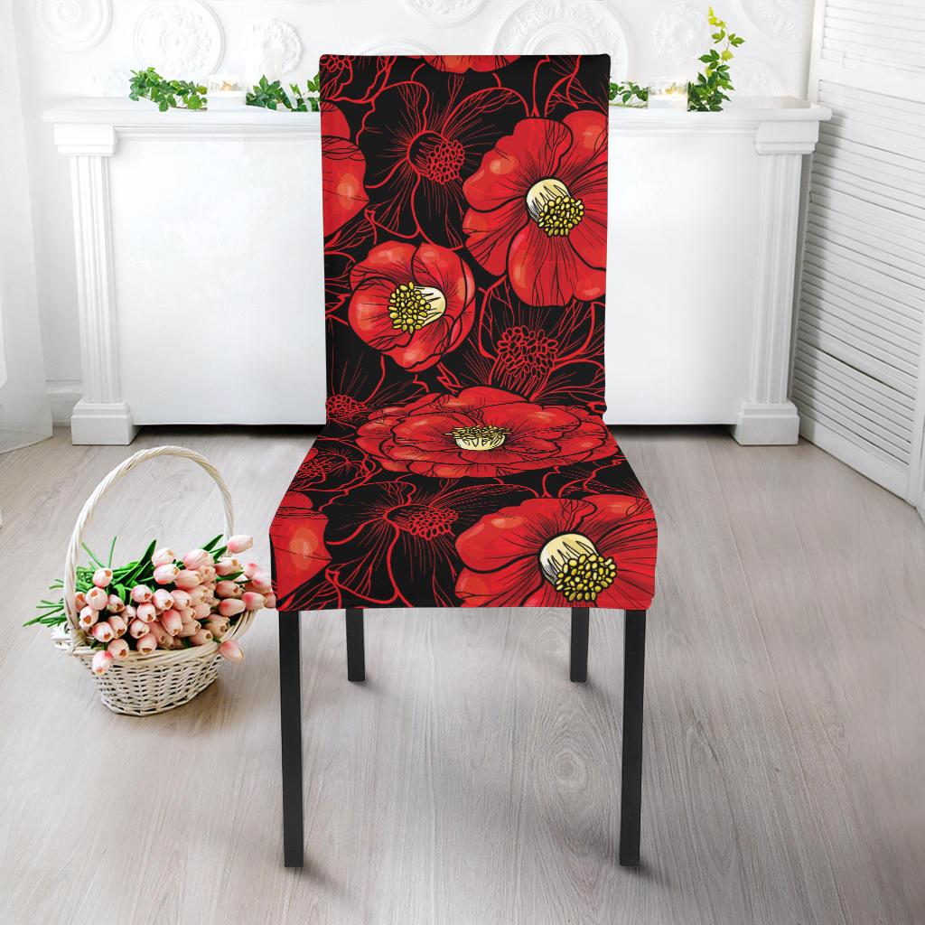 Camellia Pattern Print Design CM06 Dining Chair Slipcover-JORJUNE.COM