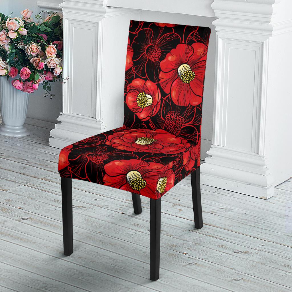 Camellia Pattern Print Design CM06 Dining Chair Slipcover-JORJUNE.COM