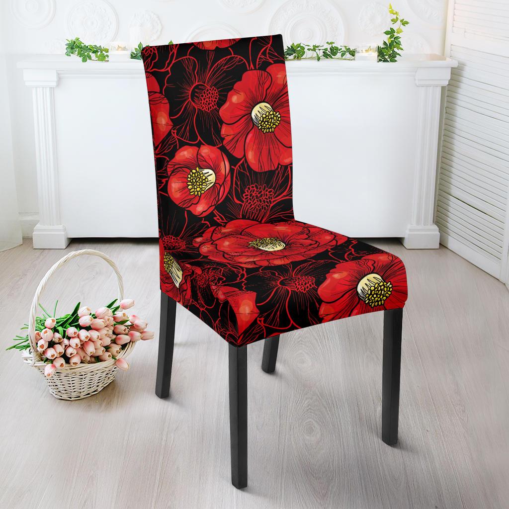 Camellia Pattern Print Design CM06 Dining Chair Slipcover-JORJUNE.COM