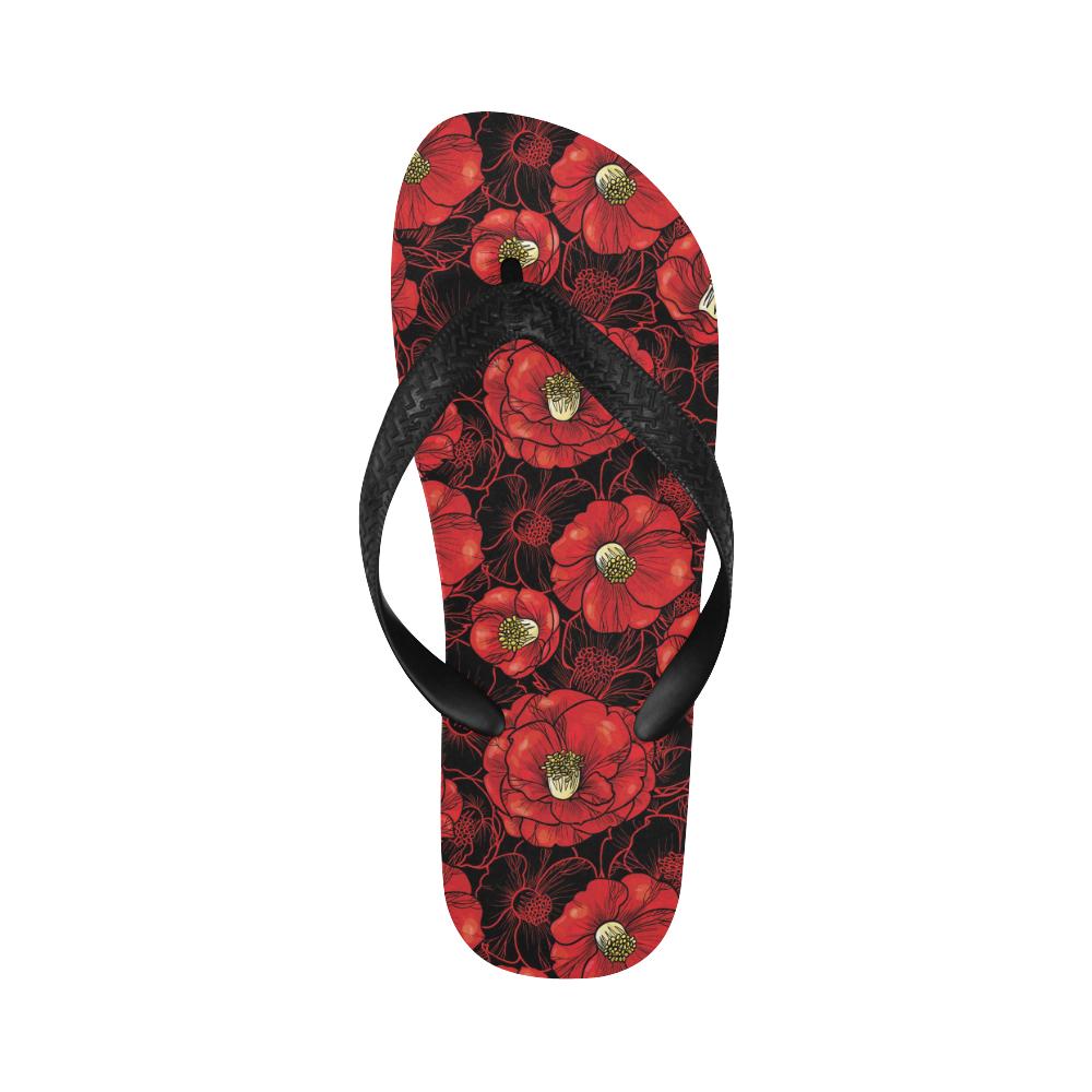Camellia Pattern Print Design CM06 Flip Flops-JorJune