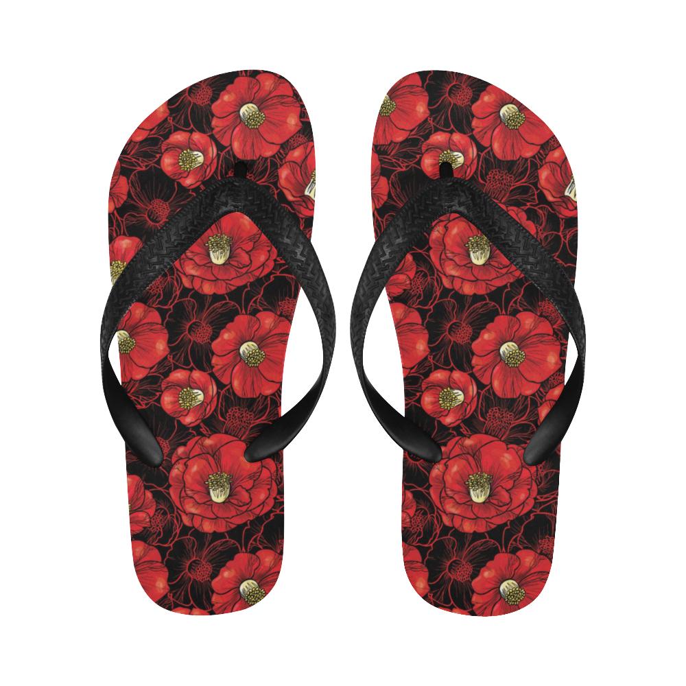 Camellia Pattern Print Design CM06 Flip Flops-JorJune