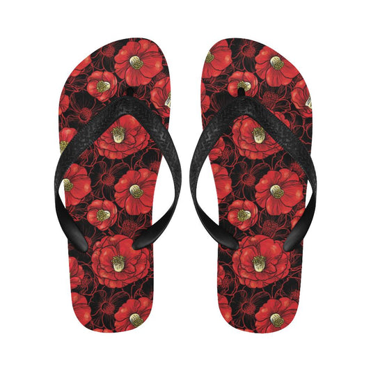 Camellia Pattern Print Design CM06 Flip Flops-JorJune