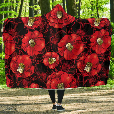 Camellia Pattern Print Design CM06 Hooded Blanket-JORJUNE.COM