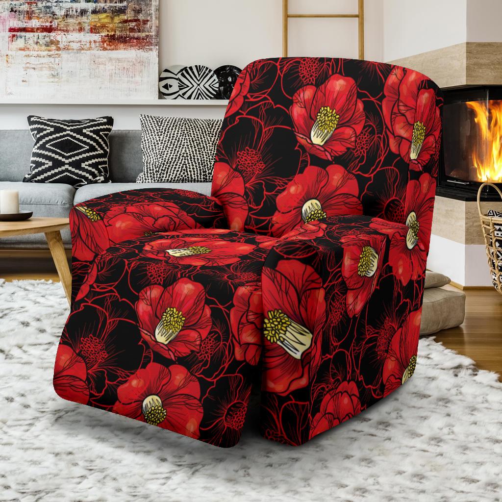 Camellia Pattern Print Design CM06 Recliner Slipcover-JORJUNE.COM
