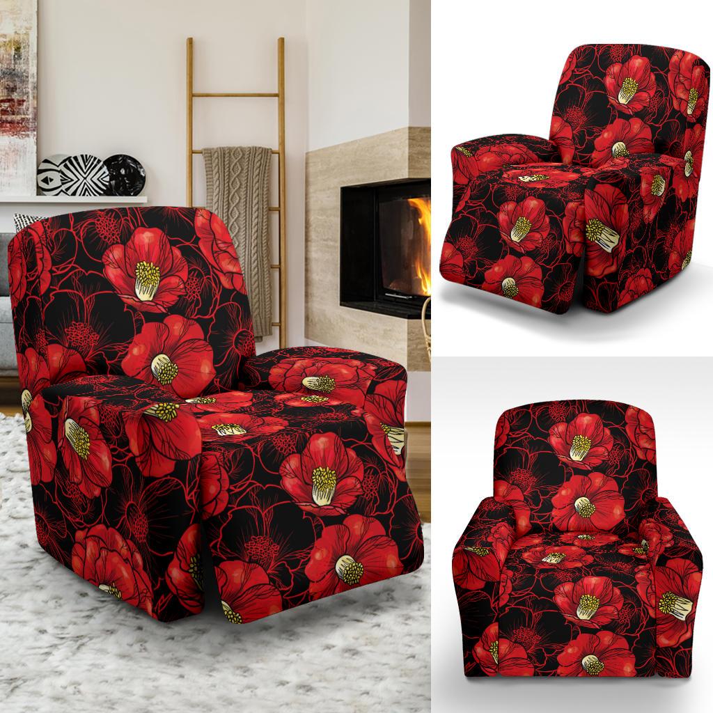 Camellia Pattern Print Design CM06 Recliner Slipcover-JORJUNE.COM