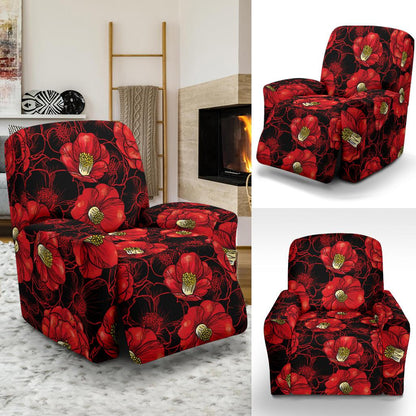 Camellia Pattern Print Design CM06 Recliner Slipcover-JORJUNE.COM
